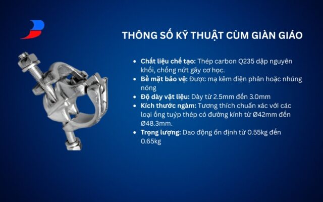 thông số kỹ thuật cùm giàn giáo