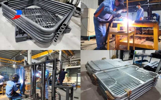 Hệ thống máy CNC đang thực hiện gia công uốn ống thép