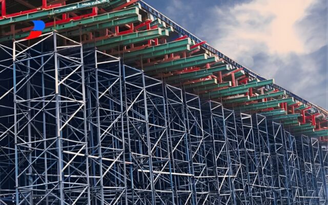 Hệ thống giàn giáo Pal do KTXD Thiên Phú cung cấp đang chống đỡ dầm cầu tại dự án trọng điểm.